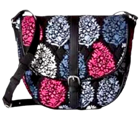 VERA BRADLEY Slim Saddle Bag NORTHERN LIGHTS Purse Tote Crossbody - Picture 1 of 17